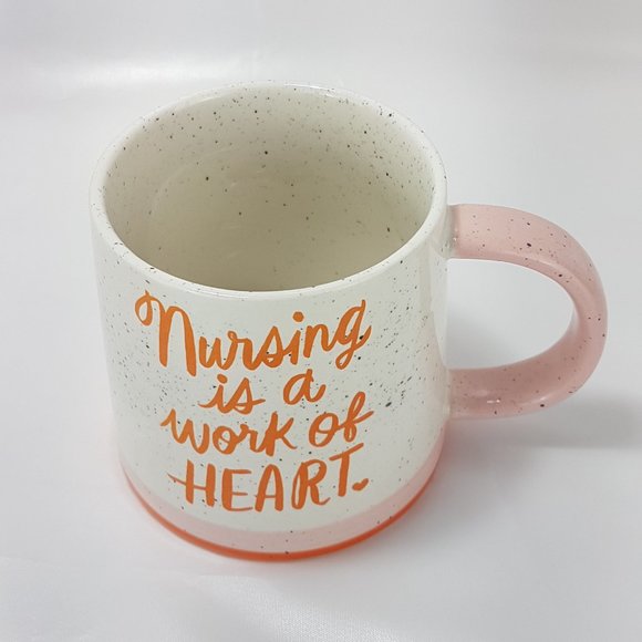 HALLMARK Statement Mug Teacup Nursing is a Work of Heart Quote Pink Orange - Picture 10 of 15
